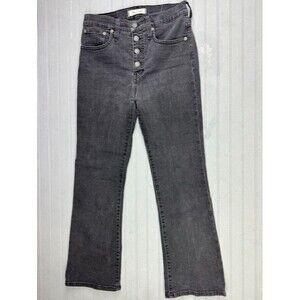 Madewell Size 26 Womens Jeans Cali Demi Boot Black Button Fly Mid Rise Stretch